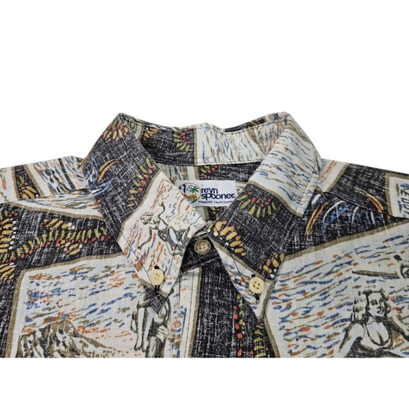 VTG Reyn Spooner Reverse Print Shirt AOP Men's Large Black Surfing Eddy Guitar - Picture 6 of 13